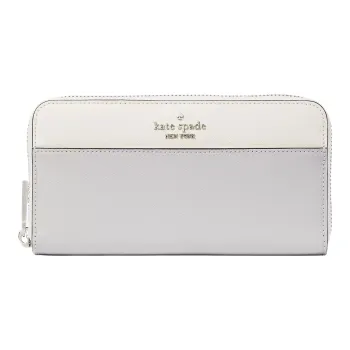 Kate Spade Leather Wallet Large Size Women's Platinum Gray