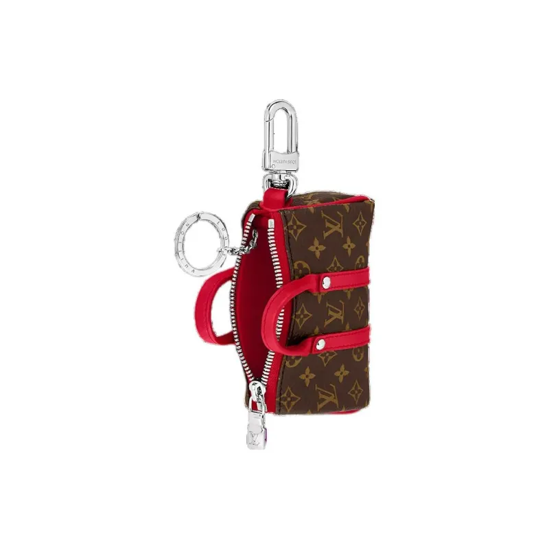 LOUIS VUITTON Keepall Canvas With Leather Monkey Bag Keychain Accessory Men's Red-2