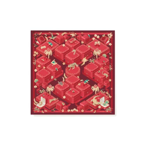 CARTIER Silk Scarves Women's Red