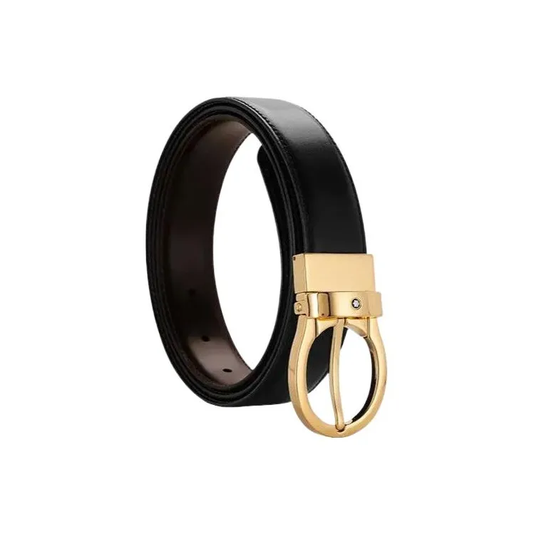MONTBLANC Cow Leather Belts Men's Black Width 3cm-2
