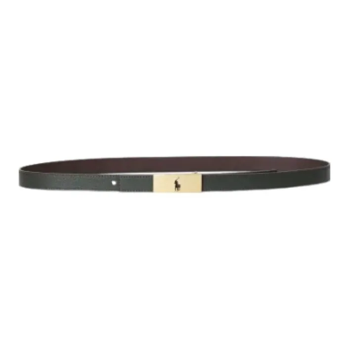 Polo Ralph Lauren Logo Identification Leather Belts Women's Light Green Width: 2CM-0