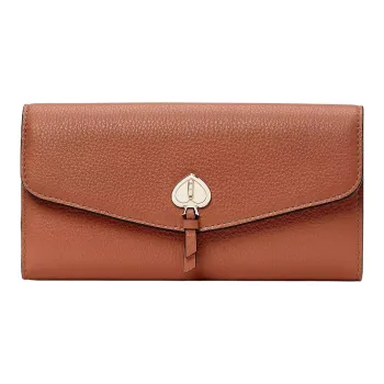 Kate Spade Marti Litchi Grain Leather Wallet Large Size Unisex Caramel