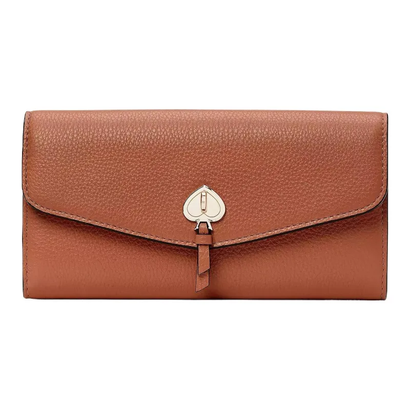 Kate Spade Marti Litchi Grain Leather Wallet Large Size Unisex Caramel-0