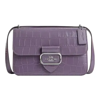 COACH Morgan Cow Leather Small Square Bag Shoulder Bag Crossbody Bag Large Size Women's Purple Crystal