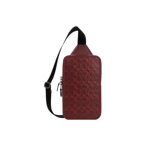 COACH Sullivan Calfskin Sling Bag Fanny Pack Crossbody Bags Small Size Men's Burgundy