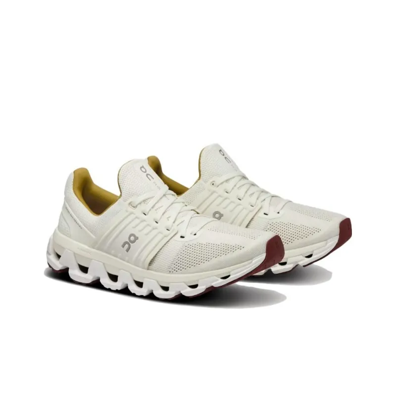 On Cloudswift Cushioning Wear Resistant Low Top Training Running Shoes Women's White Green-2
