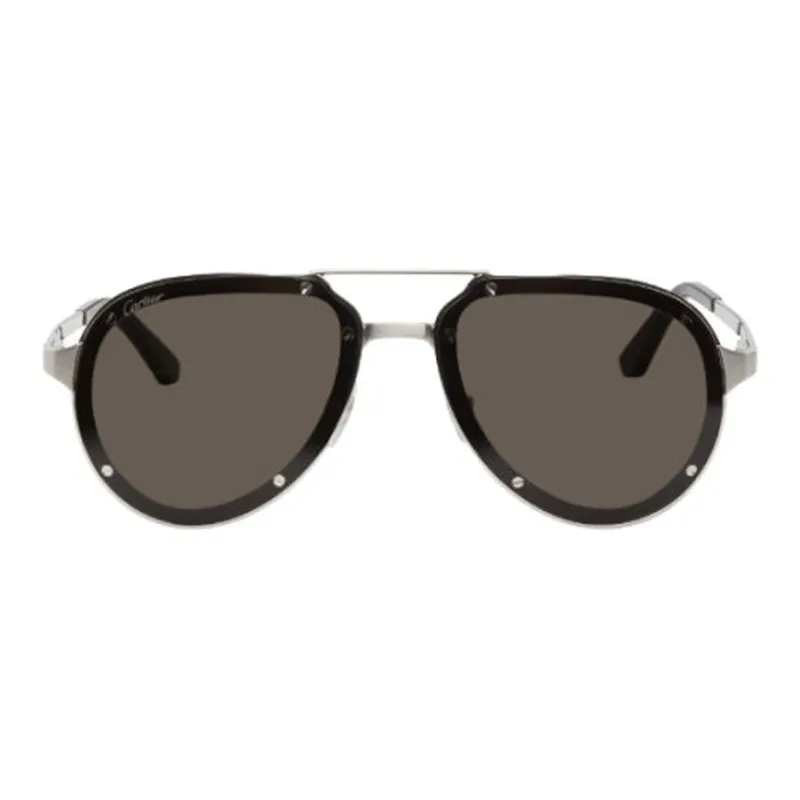 CARTIER Metal Aviator Sunglasses Unisex Silver-0