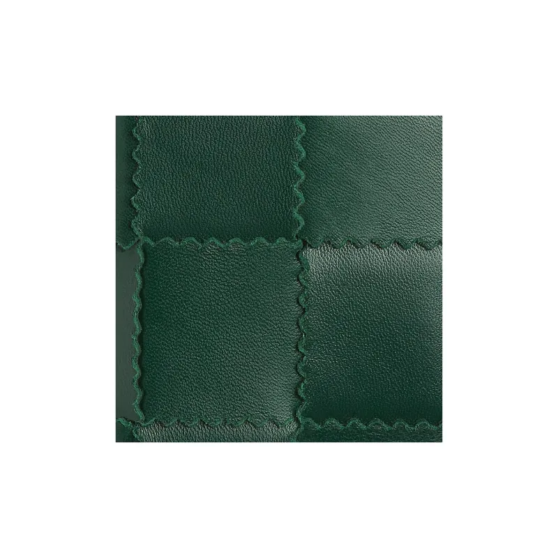 Bottega Veneta CASSETTE Sheepskin Cow Leather Patchwork Wallet Small Size Women's Emerald-4