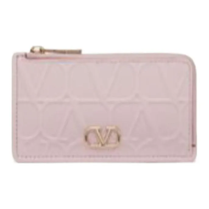 Valentino Calfskin Card Holder Regular Women's Light Purple-0