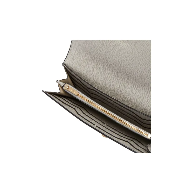 Valextra Brera Millepunte Calfskin Wallet Women's Gray White-3