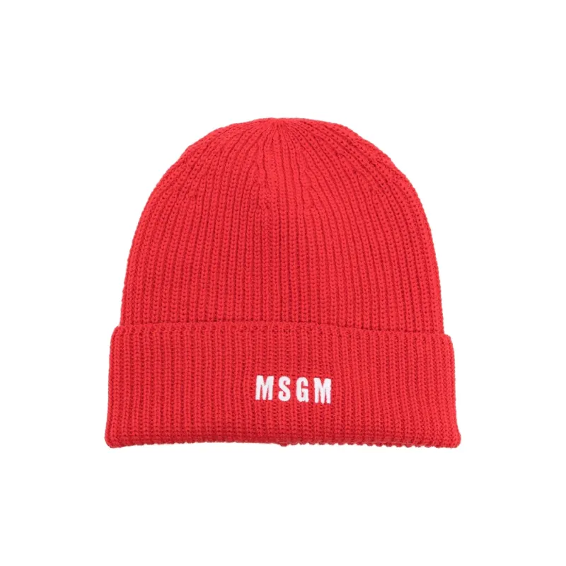 MSGM Logo-Embroidered Turn-Up Brim Beanie Hat-0