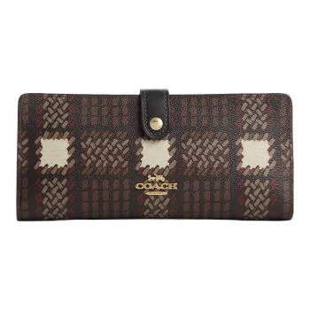 COACH Slim Wallet Canvas With Leather Coin Purse Wallet Regular Unisex Multicolor