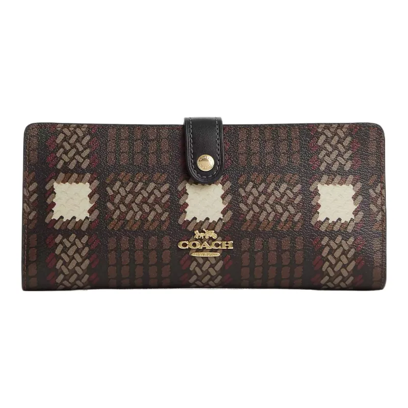 COACH Slim Wallet Canvas With Leather Coin Purse Wallet Regular Unisex Multicolor-0