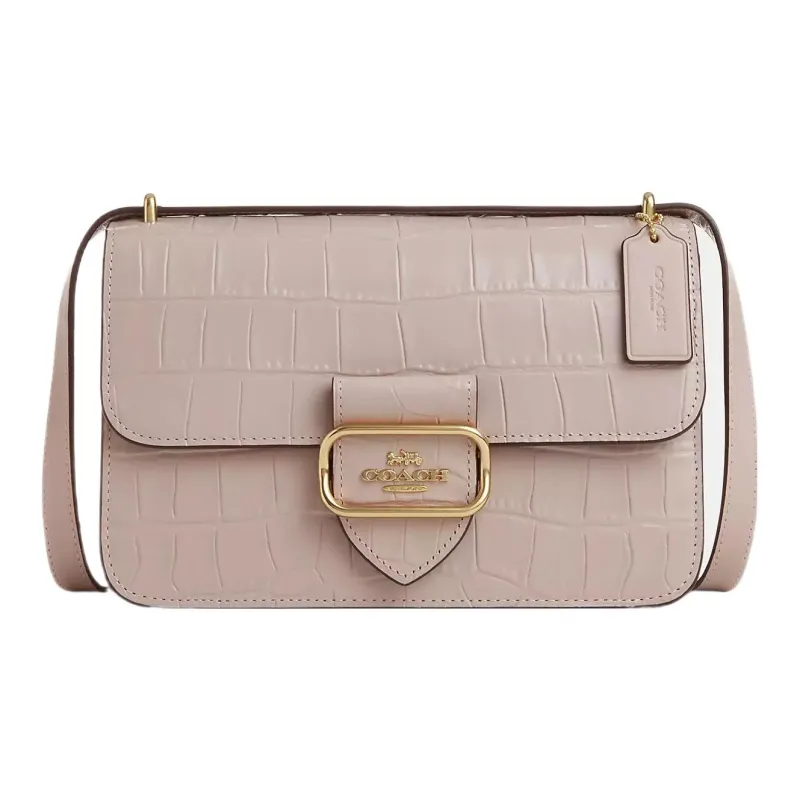 COACH Morgan Cow Leather Small Square Bag Shoulder Bag Crossbody Bag Large Size Women's Gold & Gray Birch-0