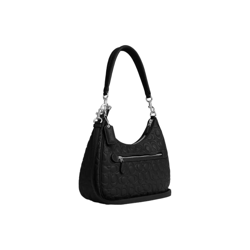 COACH Teri Cow Leather Shoulder Bag Crescent Bag Handbag Shoulder Bag Women's Black-1