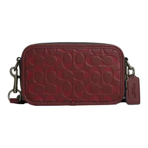 COACH Calfskin Shoulder Bag, Crossbody Bag Small Size Women's Burgundy