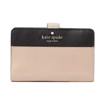 Kate Spade Saffiano Leather Wallet Medium Size Unisex Warm Beige & Multicolor