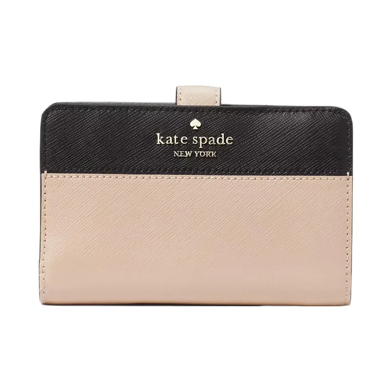 Kate Spade Saffiano Leather Wallet Medium Size Unisex Warm Beige & Multicolor-0