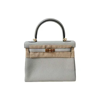 HERMES Kelly Togo Calfskin Kelly Bag Handbags Women's Ice Crystal Gray