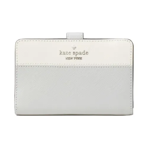 Kate Spade Saffiano Leather Wallet Medium Size Unisex Platinum Gray & Multicolor