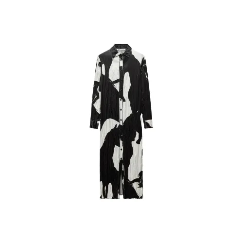 ZARA Long-Sleeved Dresses Women's Black/Nude