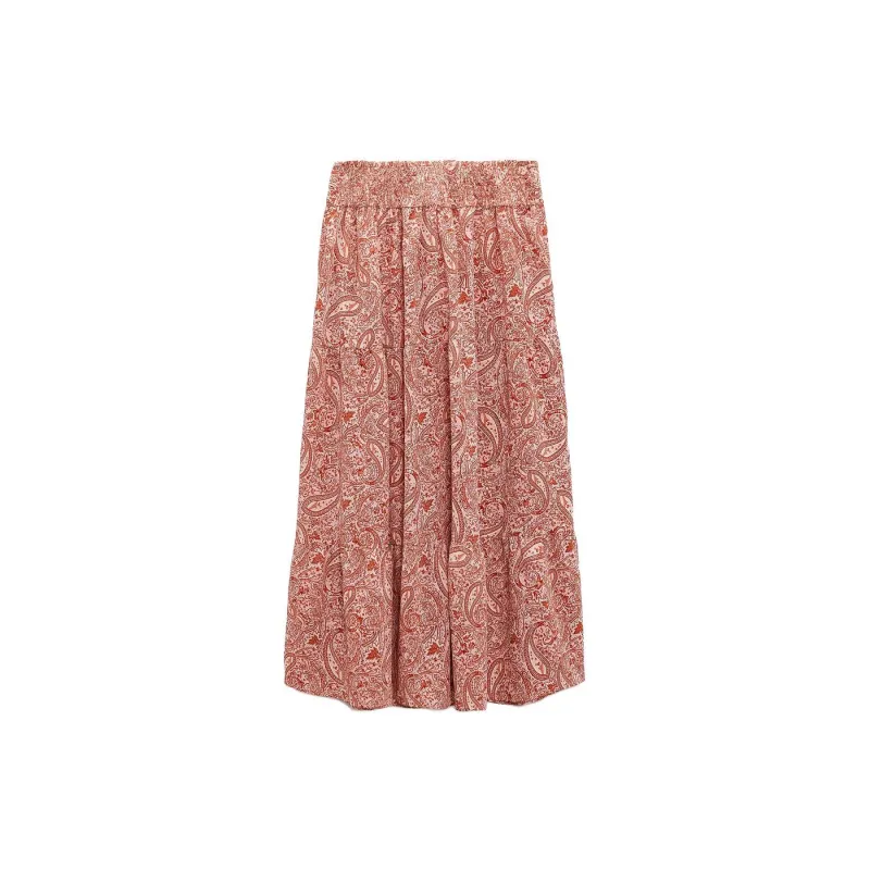 ZARA Casual Long Skirts Women's Deep Red-1