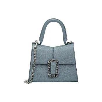 MARC JACOBS Leather Handbag Mini Women's Silver Blue