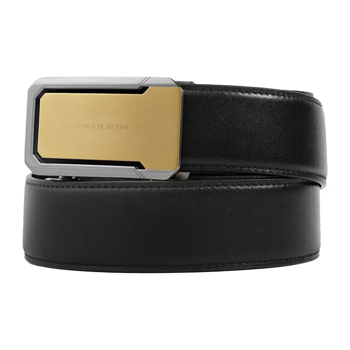GOLDLION Top Grain Cow Leather Belt Automatic Buckle Belt Men's 3.4cm-1
