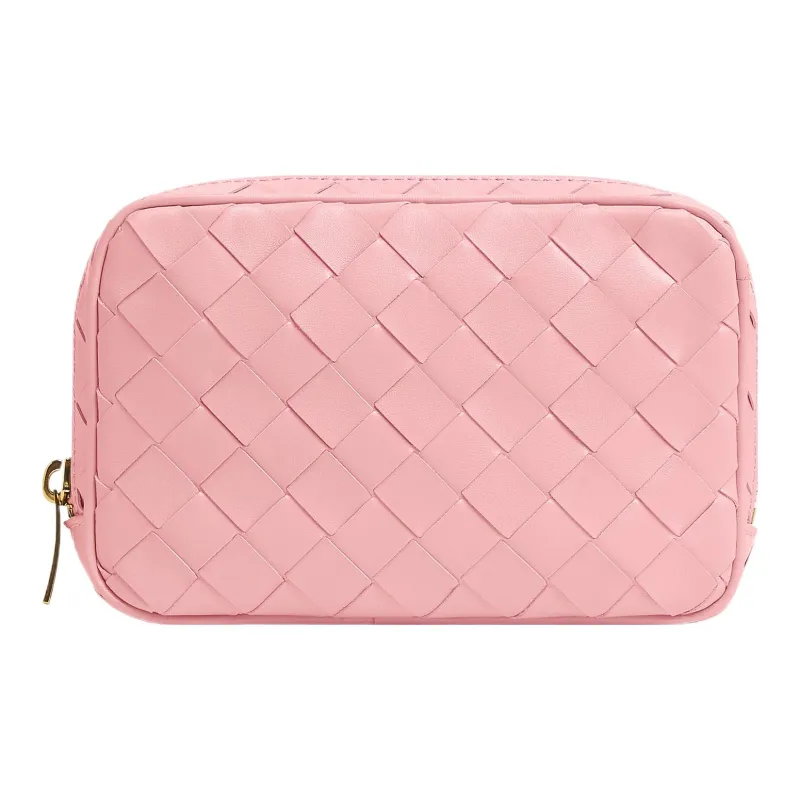 Bottega Veneta Intrecciato Cow Leather Clutch Small Size Women's Ribbon Pink-0