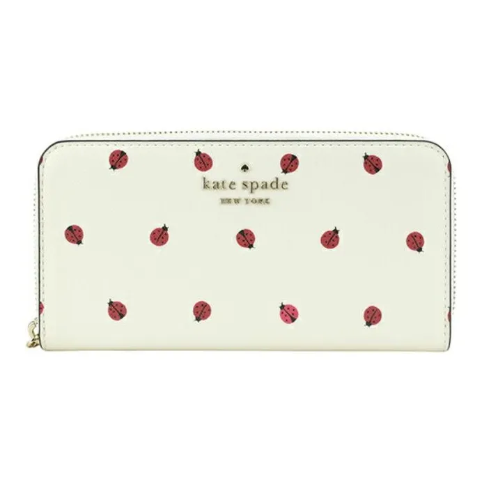 Kate Spade Stacidottie PVC Wallet Large Size Women's Cream Multicolor-0