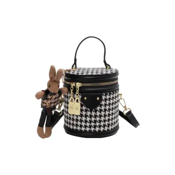NOMK Canvas Bucket Bag, One Shoulder Handbag Regular Women's Black/Brown