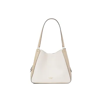 Kate Spade Leila Litchi Grain Leather Shoulder Bag Medium Size Women's Light Sand Multicolor