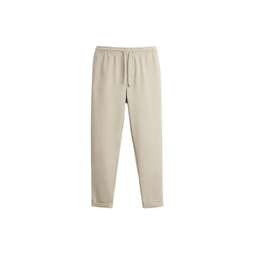 ZARA Knitted Sweatpants Men Light Brown Yellow