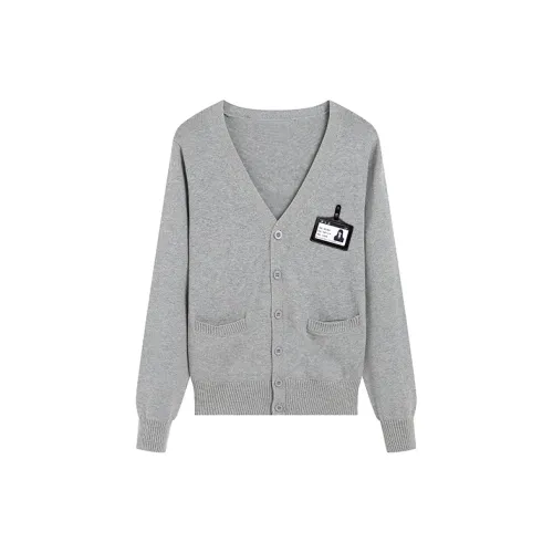 Ice cream and whale Knitwear Women's Gray Cardigan+Free School Emblem - Black