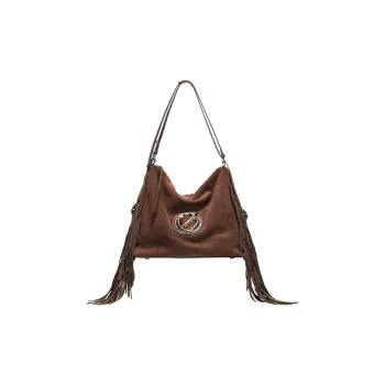 JELLYTOYBOY Cow Leather Leather Drifting Fringe Bag Shoulder Bag Crossbody Bag Backpack Women's Brown/Green