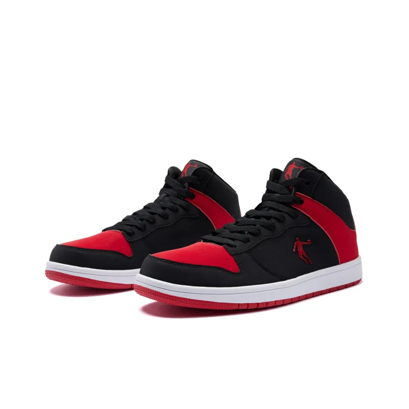 QIAODAN Skateboard Shoes Men High Top Black Red-2