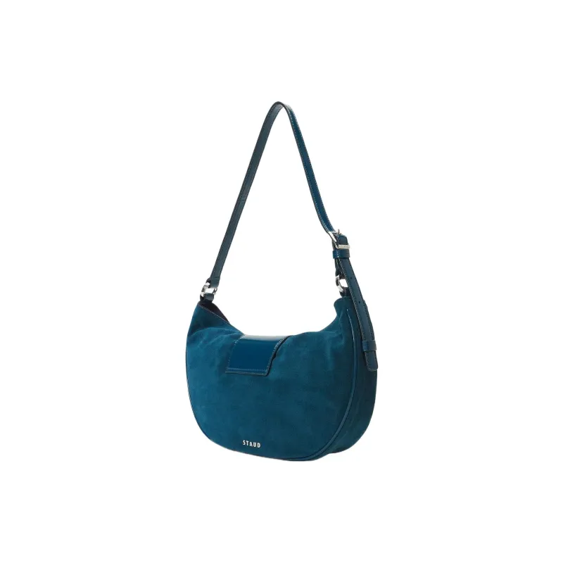 Staud Suede Crescent Bag Portable Crossbody Bag Shoulder Bag Women's Aqua Blue-1