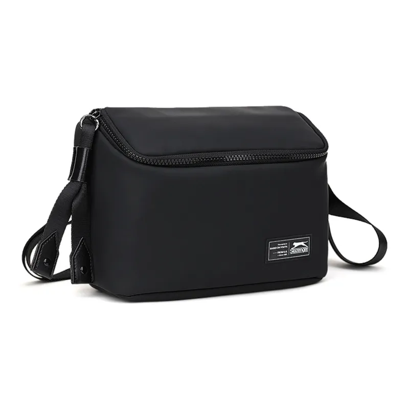 Slazenger Fabric Messenger Bag Fanny Pack Sling Bag Shoulder Bag Crossbody Bag Regular Obsidian Black/Beige-1