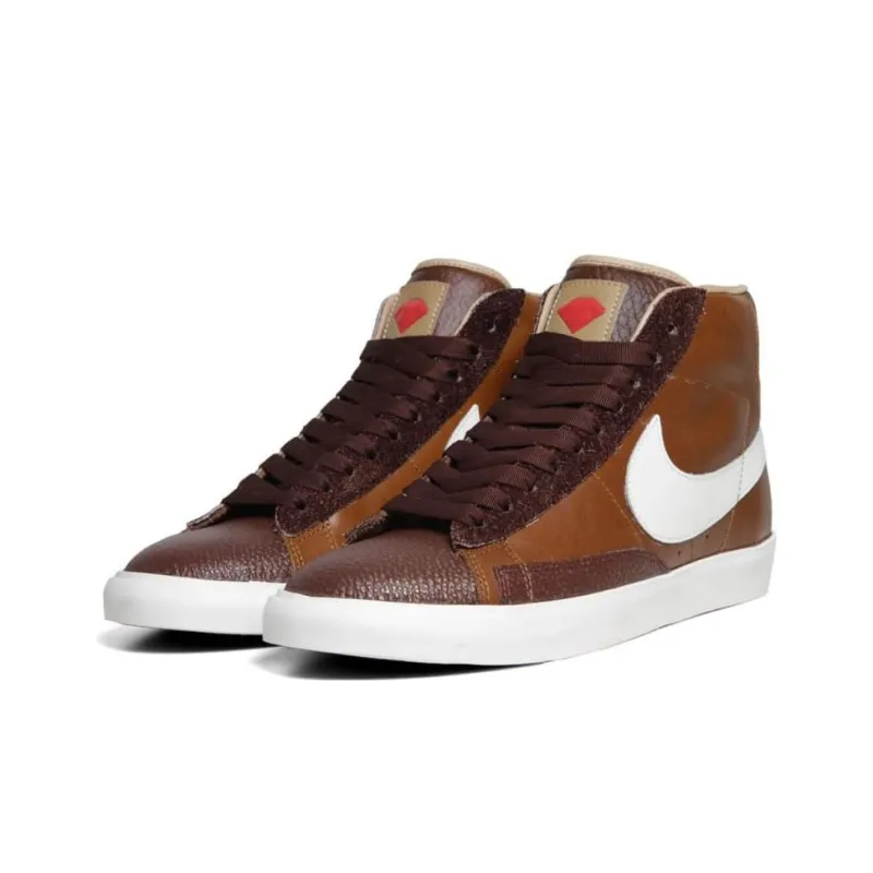 Nike Blazer Durable Breathable High-Top Skateboard Shoes Unisex Tan-2