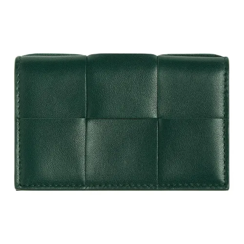 Bottega Veneta CASSETTE Sheepskin Card Holder Women's Emerald