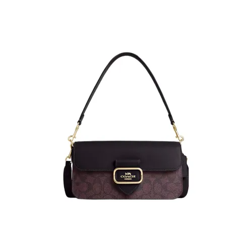 COACH Morgan Canvas With Leather Brick Bag Handbag, Shoulder Bag Women's Fuchsia