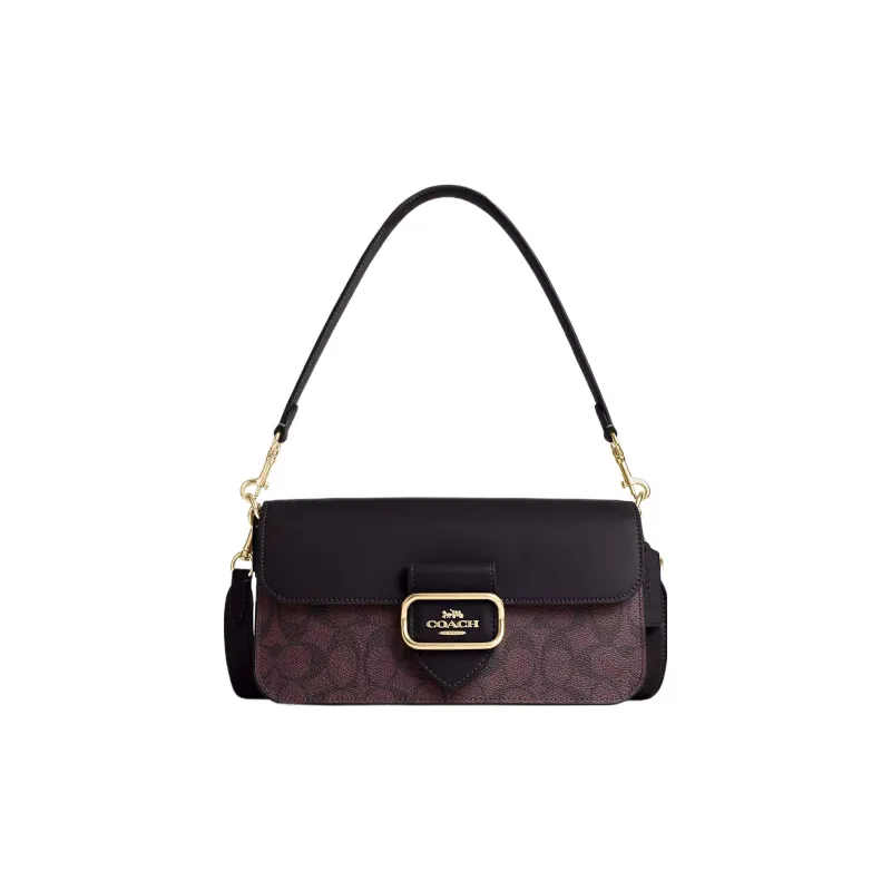 COACH Morgan Canvas With Leather Baguette Bag Handbag, Shoulder Bag Women's Fuchsia-0