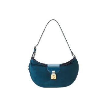 Staud Suede Crescent Bag Portable Crossbody Bag Shoulder Bag Women's Aqua Blue