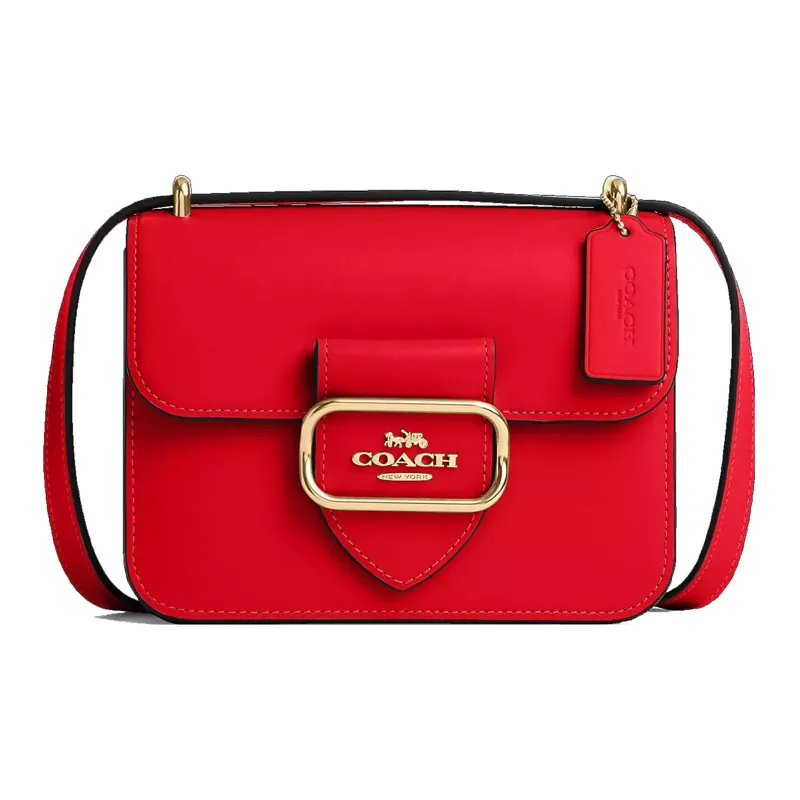 COACH Morgan Cow Leather Small Square Bag Shoulder Bag Crossbody Bag Small Size Women's Red-0