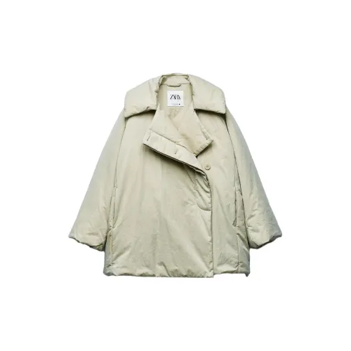 ZARA Puffer Jackets Women's Beige