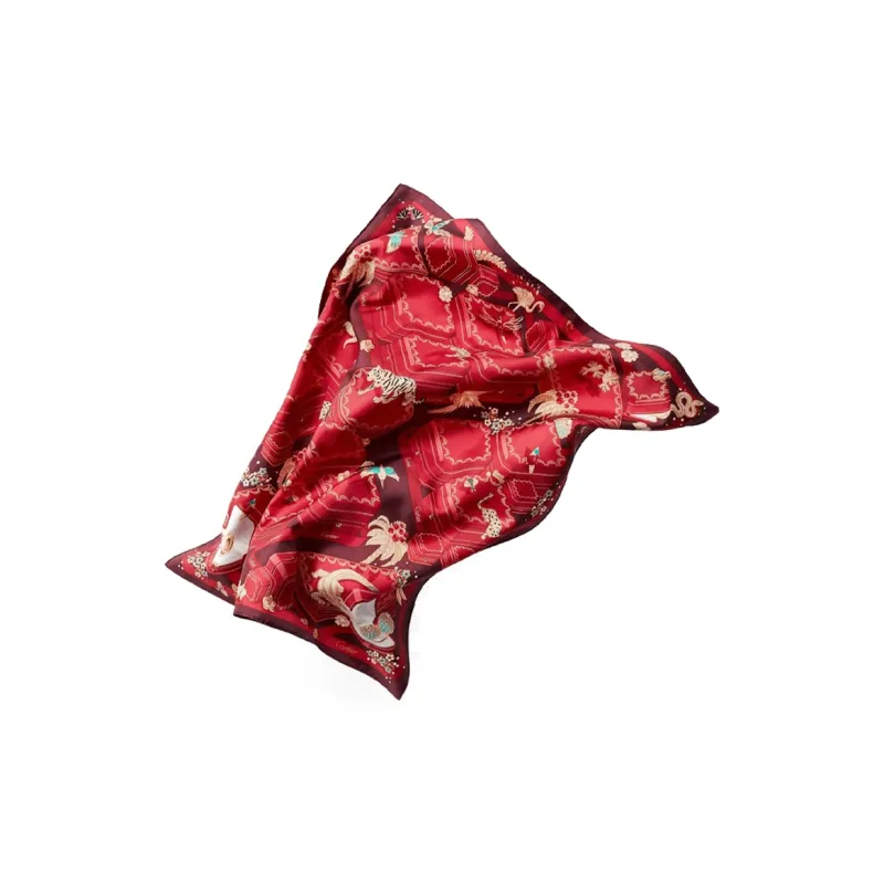 CARTIER Silk Scarves Women's Red-1