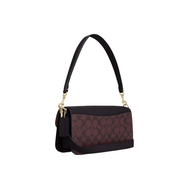 COACH Morgan Canvas With Leather Baguette Bag Handbag, Shoulder Bag Women's Fuchsia-1