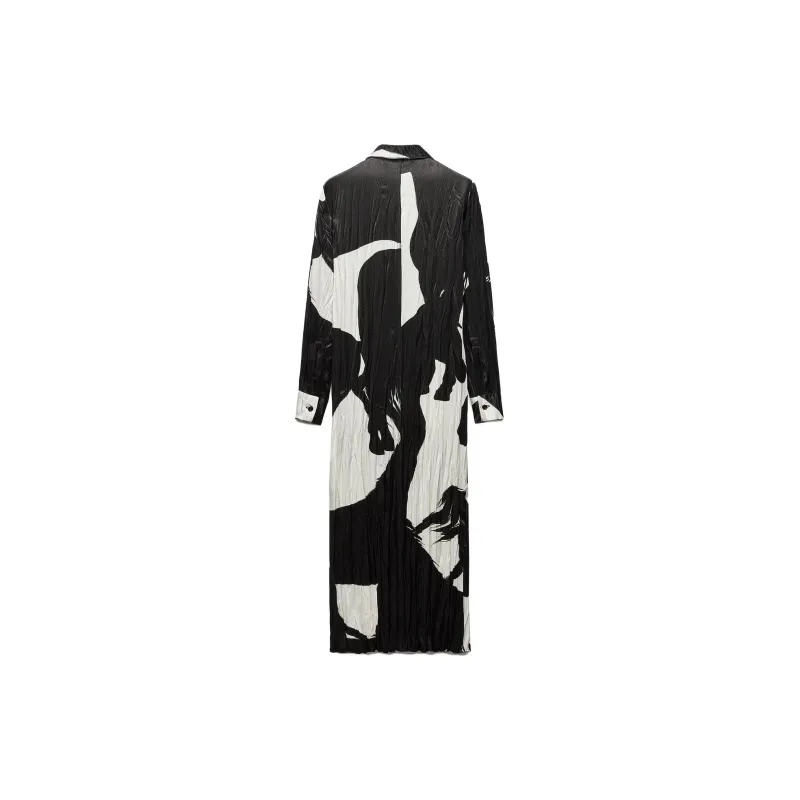 ZARA Long-Sleeved Dresses Women's Black/Nude-1