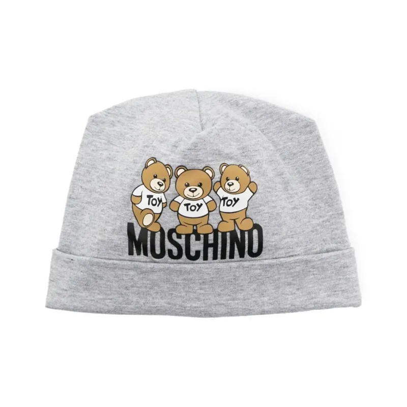 MOSCHINO Kids Logo-print Cotton Beanie-0