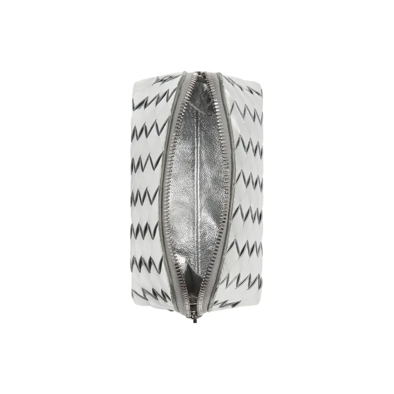 Bottega Veneta Intrecciato Sheepskin Makeup Bag Women's Silver-2